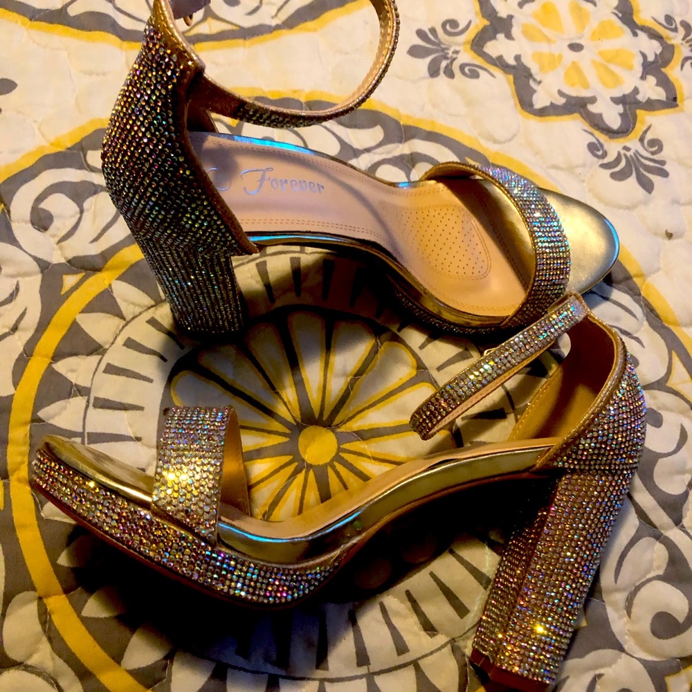 Beautiful open toe rhinestone heels